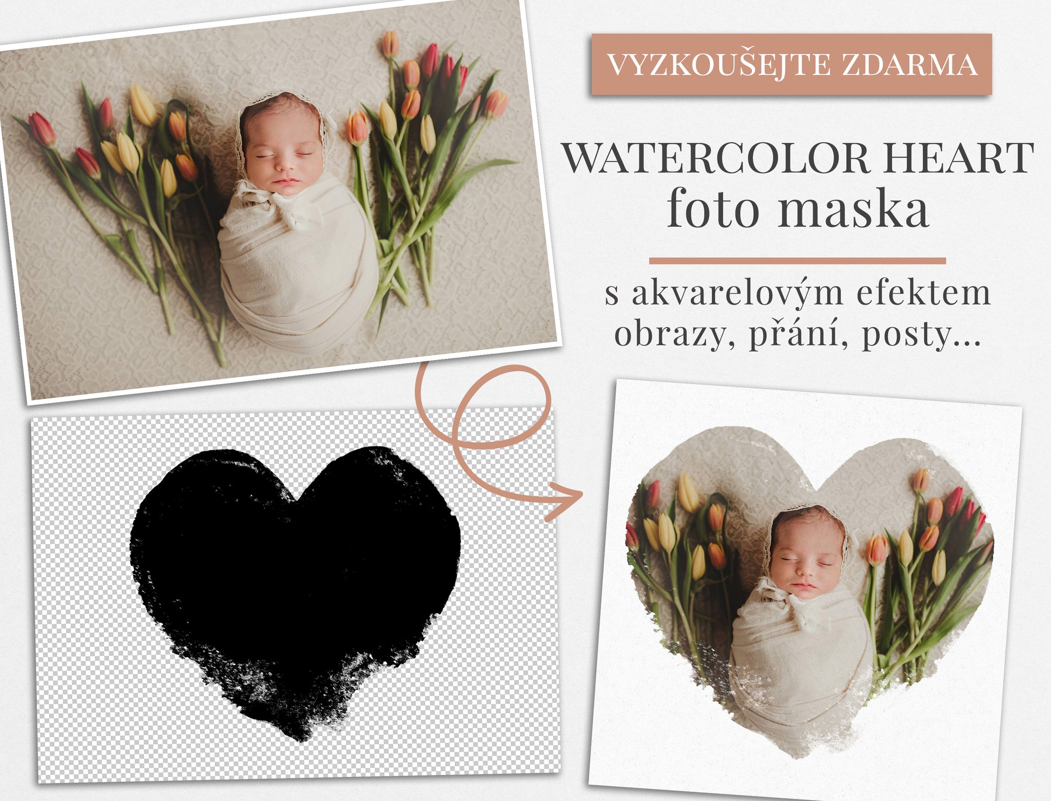 Watercolor Heart - foto maska zdarma