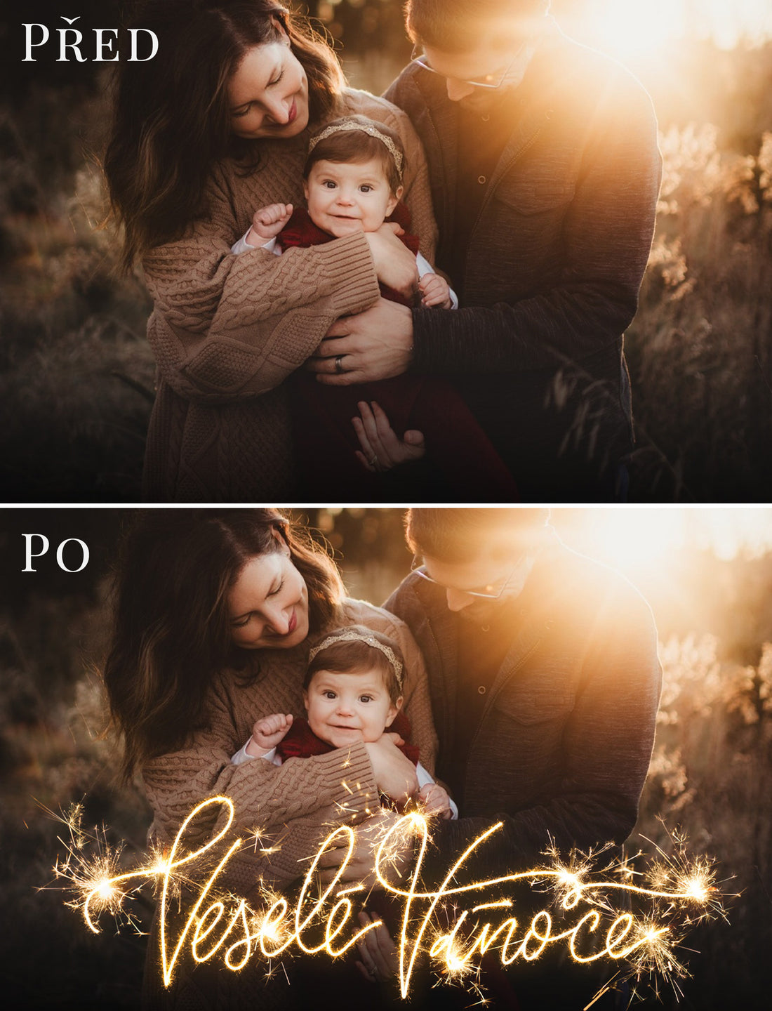 Prskavkový nápis "Veselé Vánoce" - foto overlay zdarma