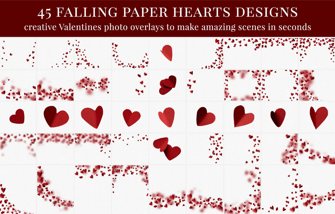 Falling paper hearts - foto overlays