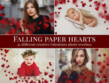 Falling paper hearts - foto overlays