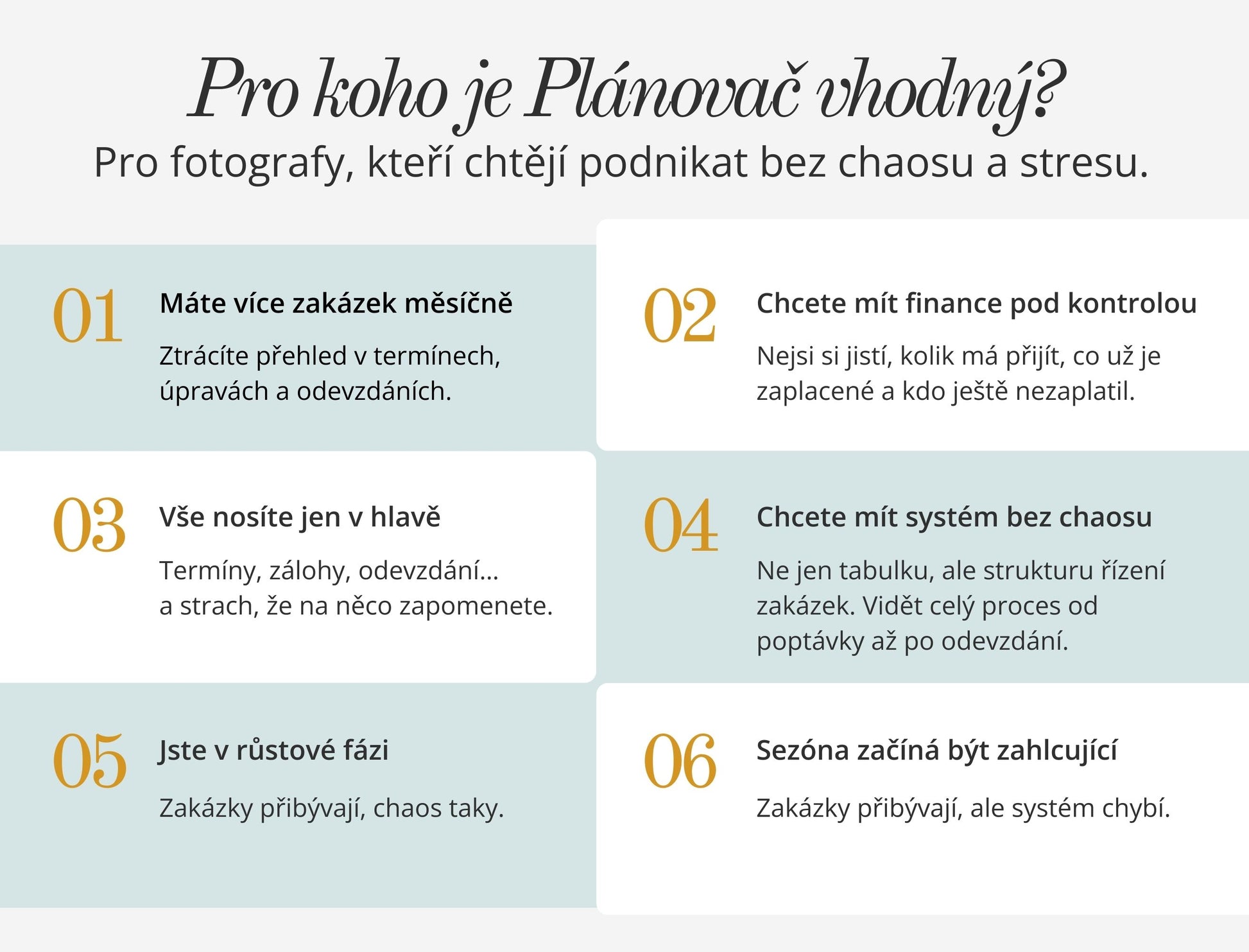 přehled zakázek fotograf