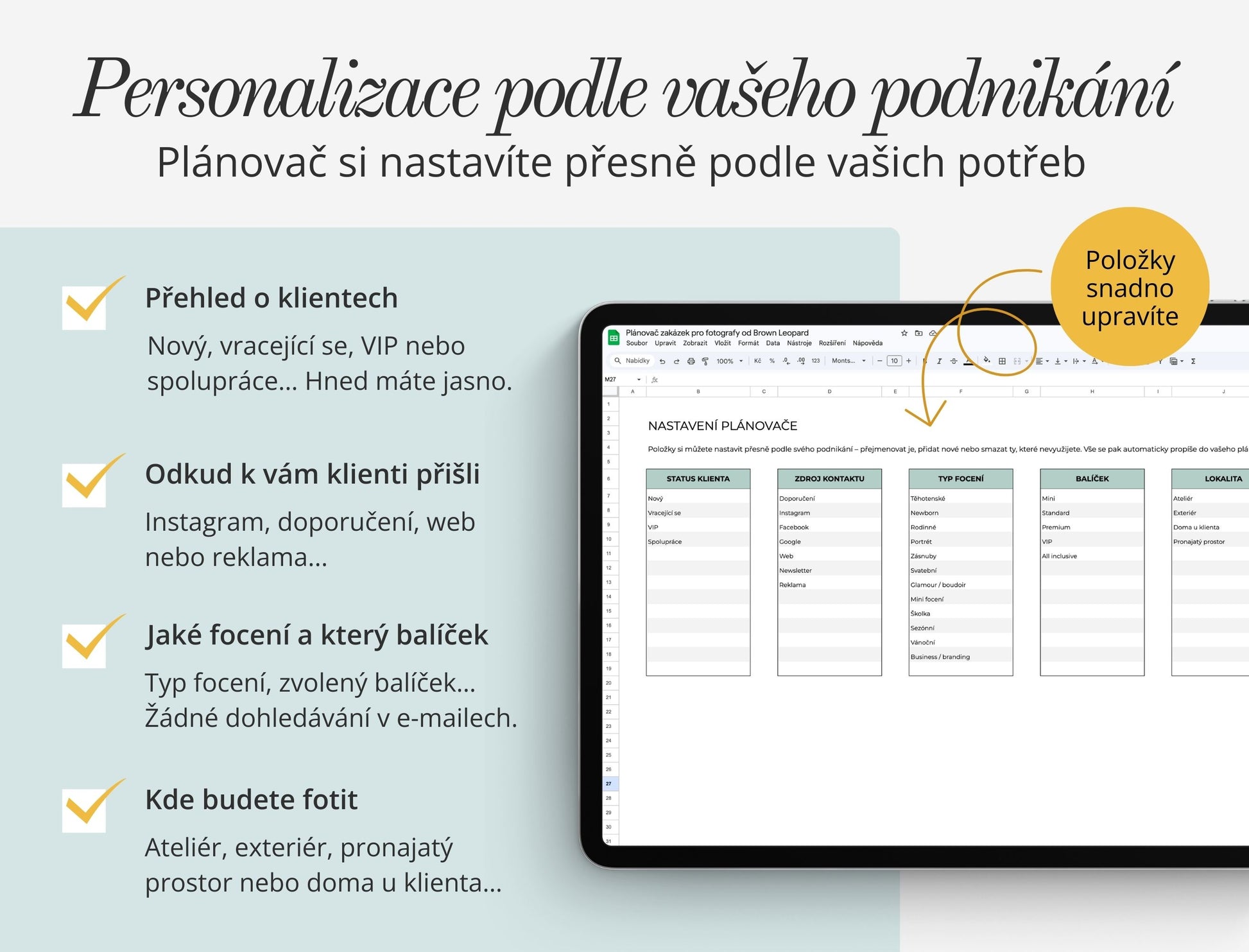 plánovač zakázek pro fotografy