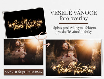 Prskavkový nápis "Veselé Vánoce" - foto overlay zdarma
