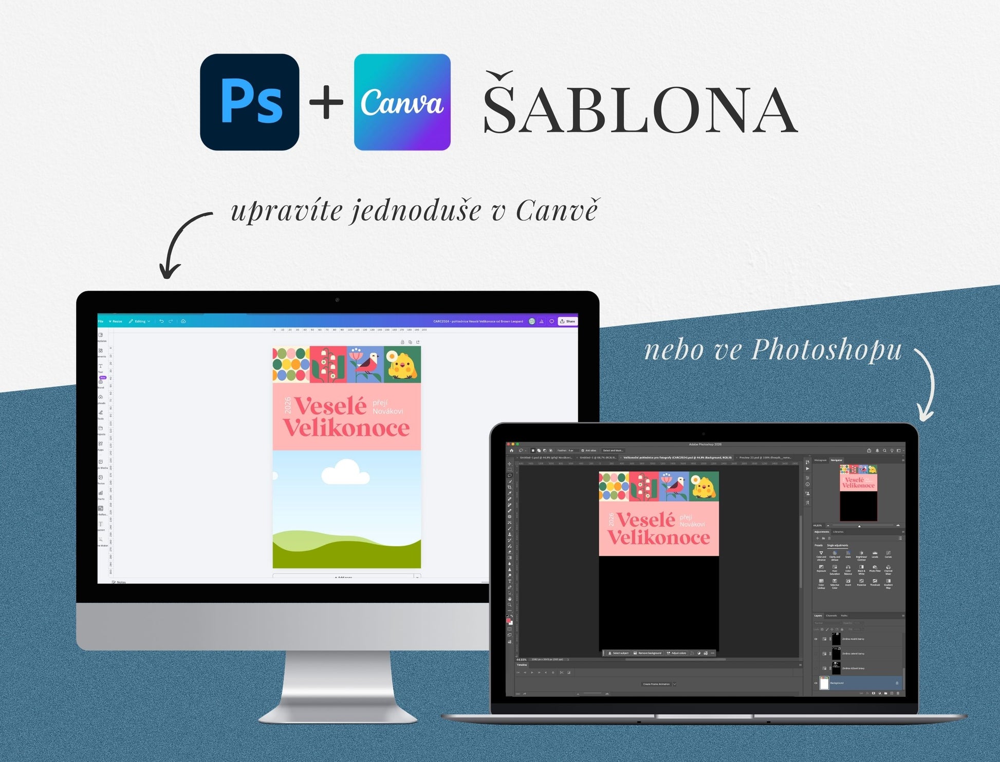 Retro velikonoční pohlednice – šablona pro fotografy