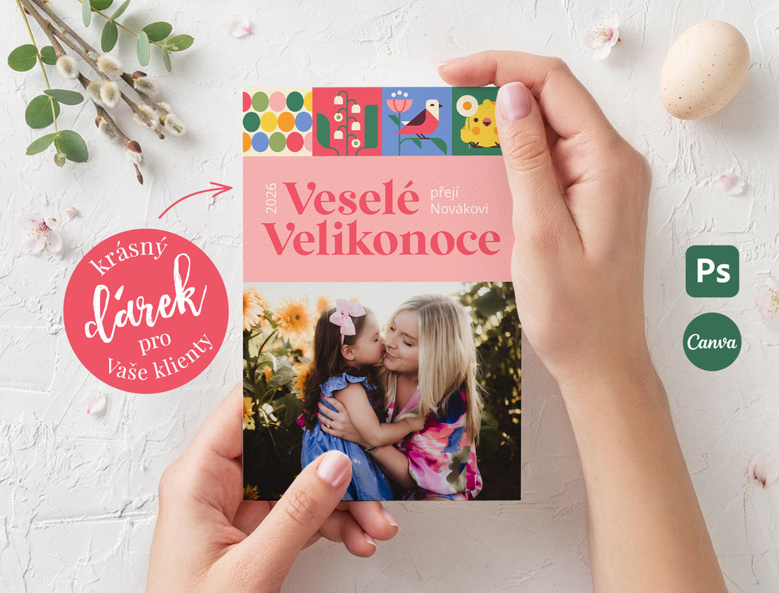 Velikonoční pohlednice pro mini focení – šablona pro fotografy