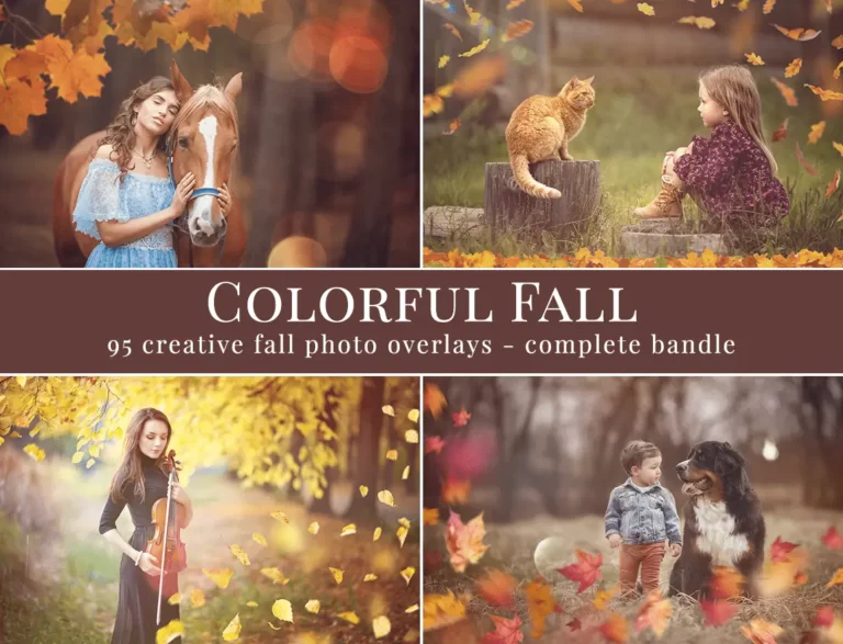 Colorful fall foto overlays